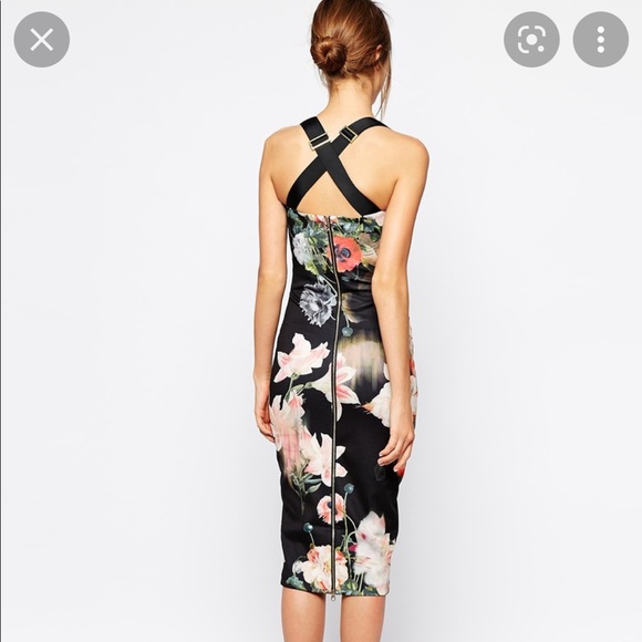 Ted Baker Carpa Opulent Bloom Bodycon Black Floral Pencil Dress - Picture 3 of 9